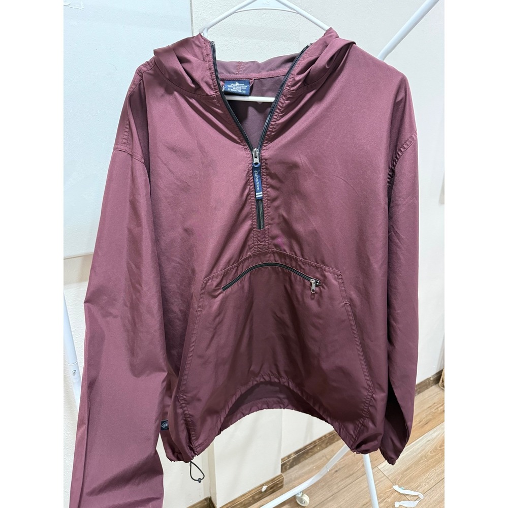 Gorpcore Outdoorsy Hiking Windbreaker Maroon XL Quarter Zip Charles River